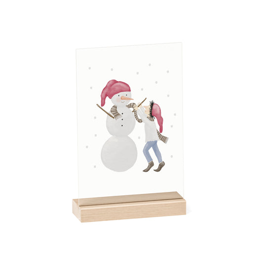 Acrylbild mit Holzständer "Winterherz"