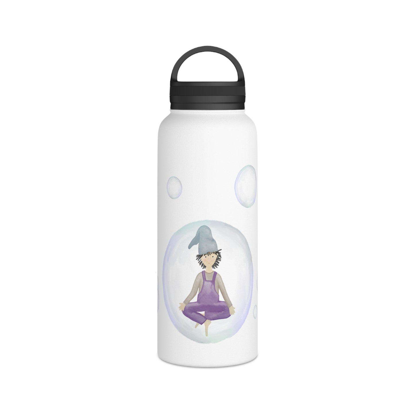 Stainless Steel Trinkflasche "Meditationszwerg & Seifenblasen"