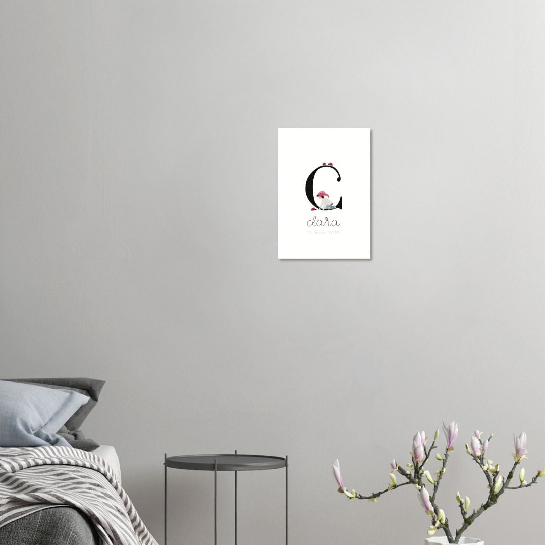 Geburtsposter mit Zwergenbuchstabe