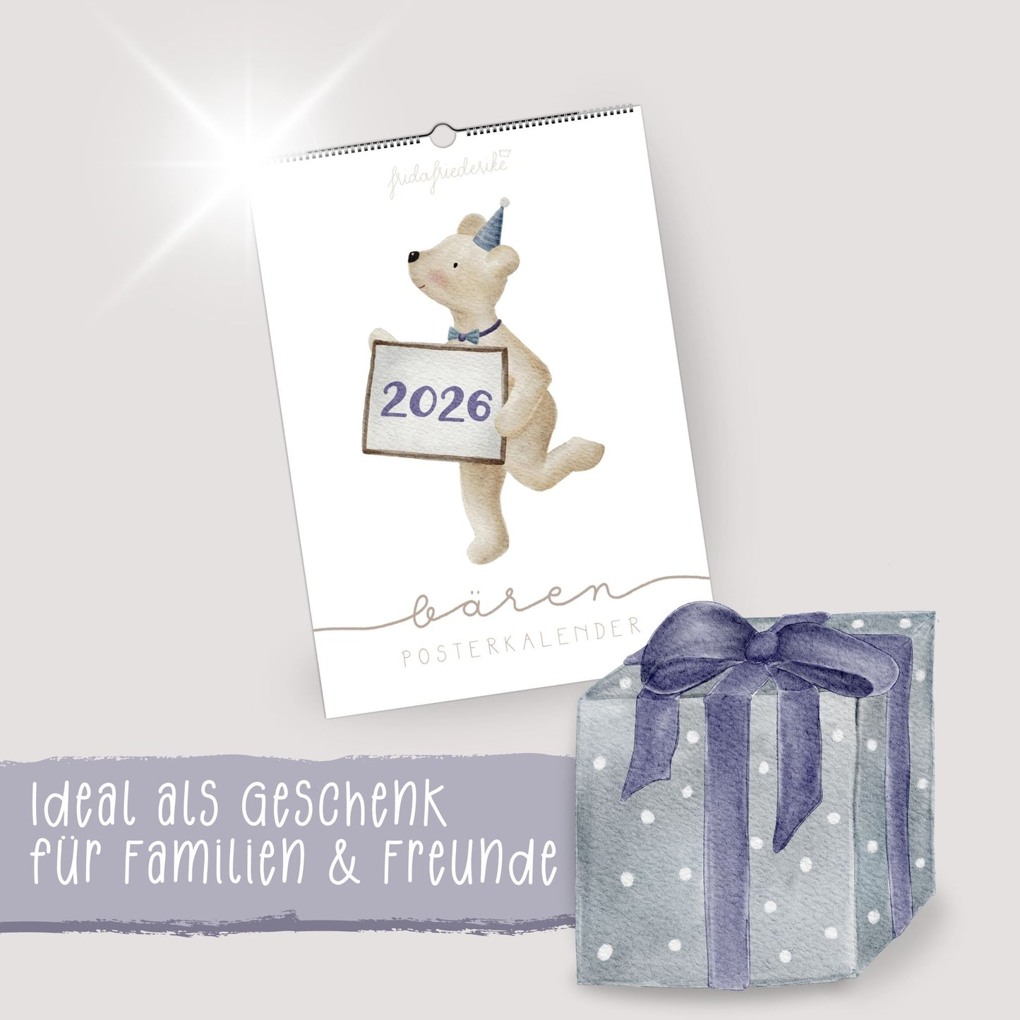Bären Posterkalender 2026 A4/A3 | Humorvoller Wandkalender | Handillustriert | Geschenkidee | Nachhaltig | Wiederverwendbar