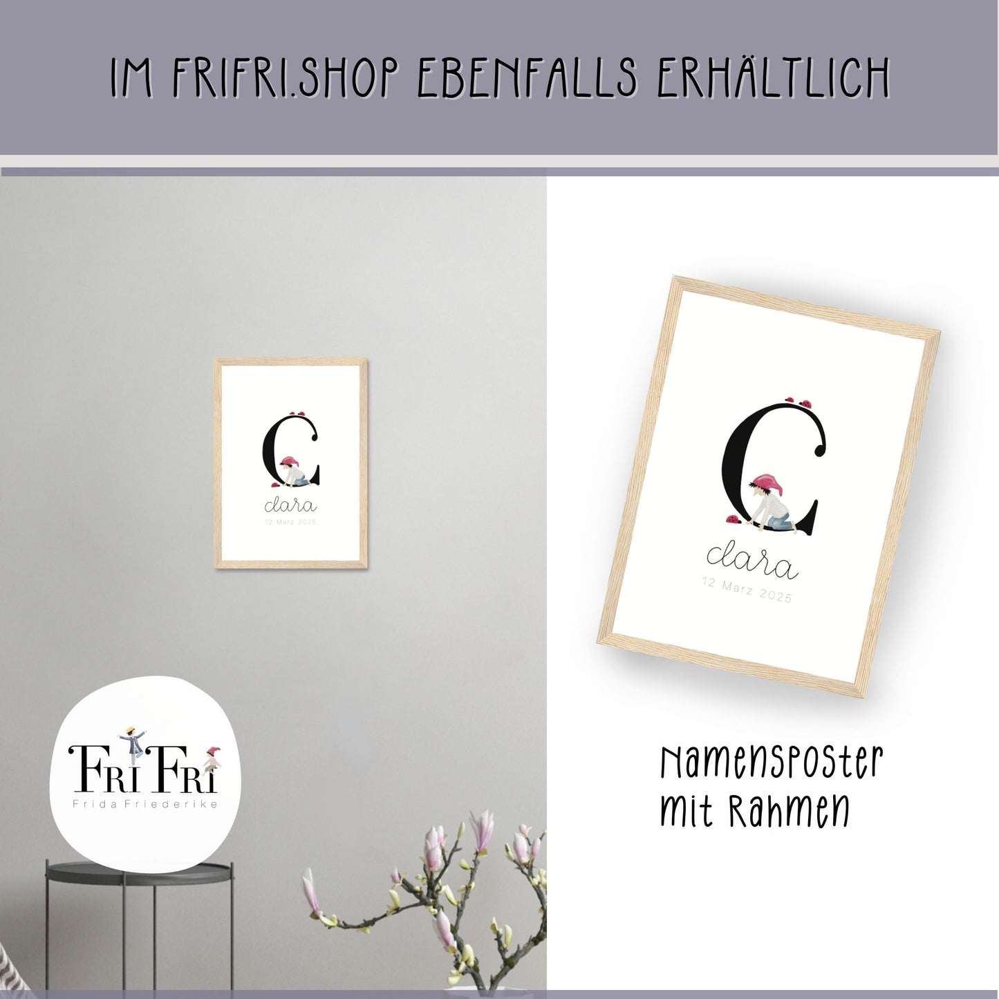 Geburtsposter mit Zwergenbuchstabe