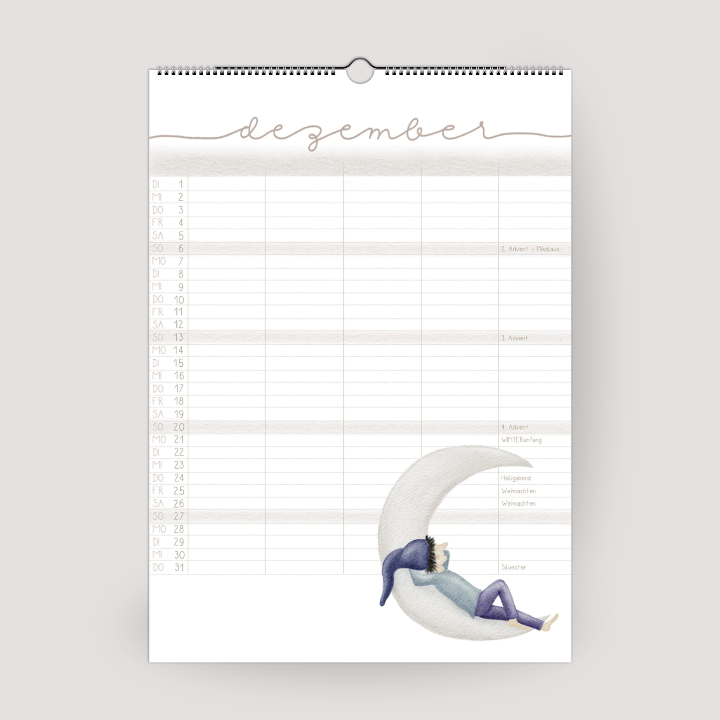 Familienplaner 2026 Wandkalender - Kalender für die Familie mit 5 Spalten | Design Zwerge