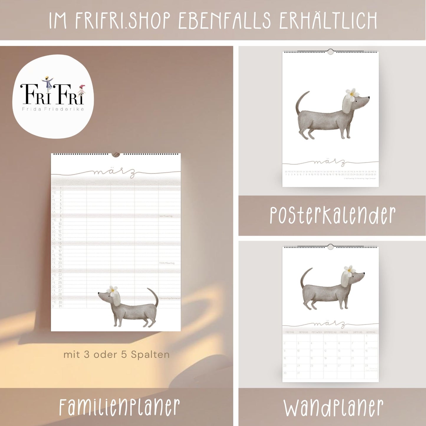 Familienplaner 2026 "Waldtiere" - Handillustrierter Wandkalender für die ganze Familie mit 3 Spalten