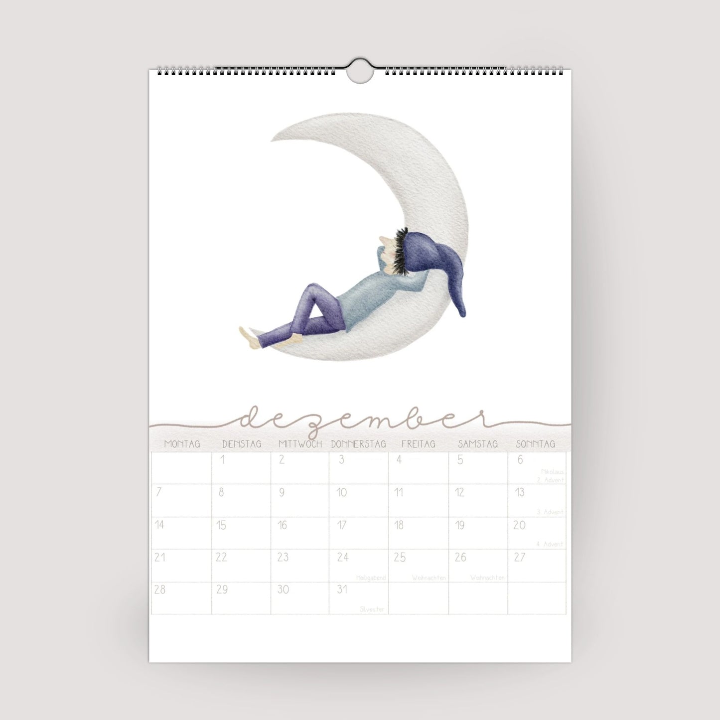 Wandplaner 2026 "Zwerge" A3/A4 – liebevoll illustrierter Kalender mit Zwergenmotiven | märchenhaftes Design | Weihnachtsgeschenk 2026