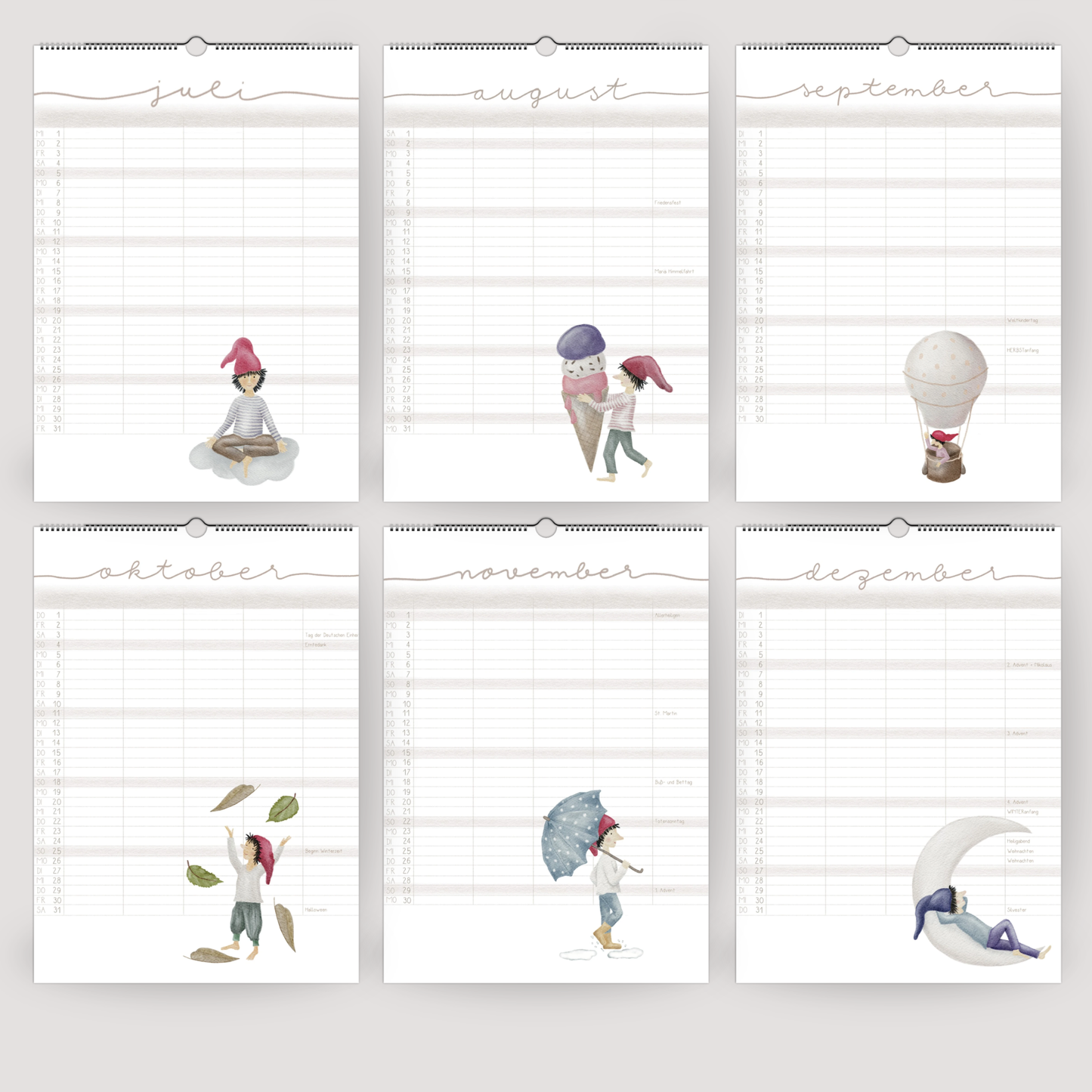 Familienplaner 2026 Wandkalender - Kalender für die Familie mit 5 Spalten | Design Zwerge