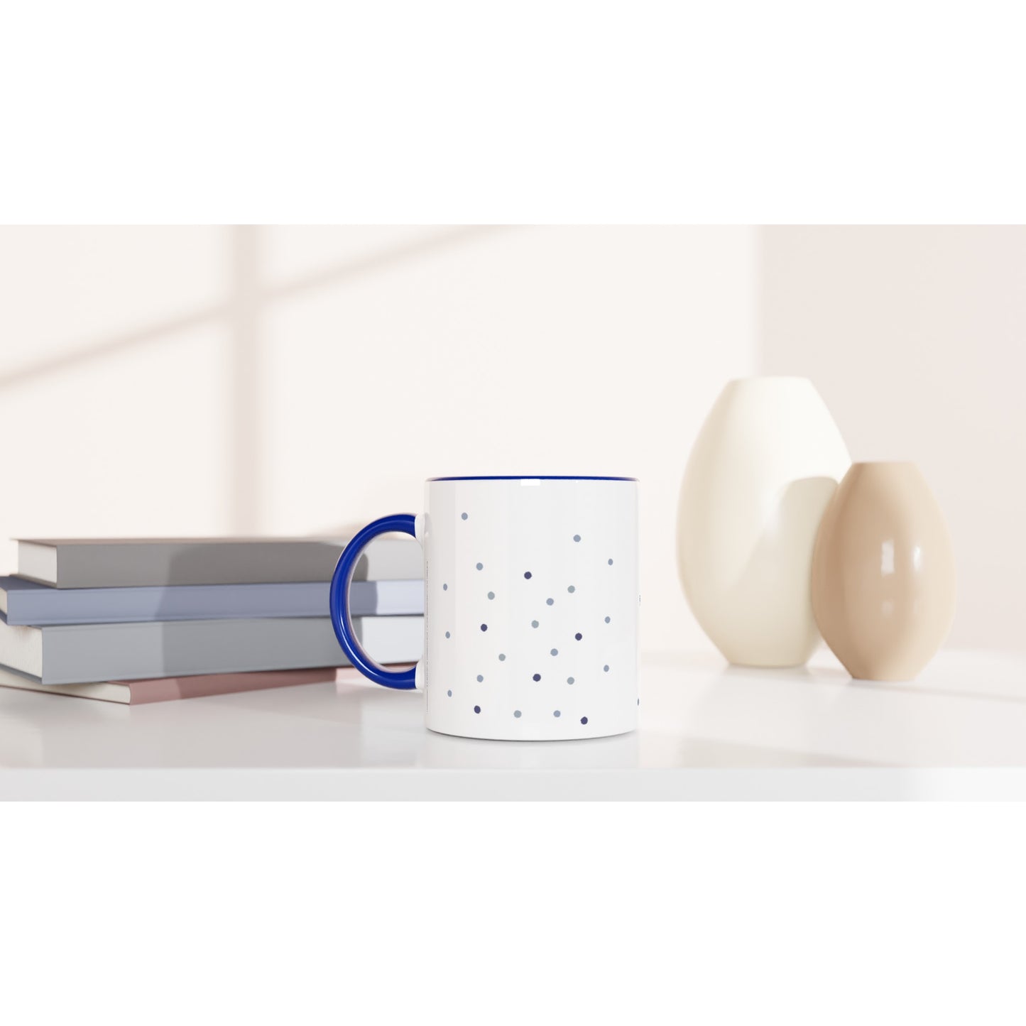 Keramiktasse "blaues Aquarell Z" mit Punkten