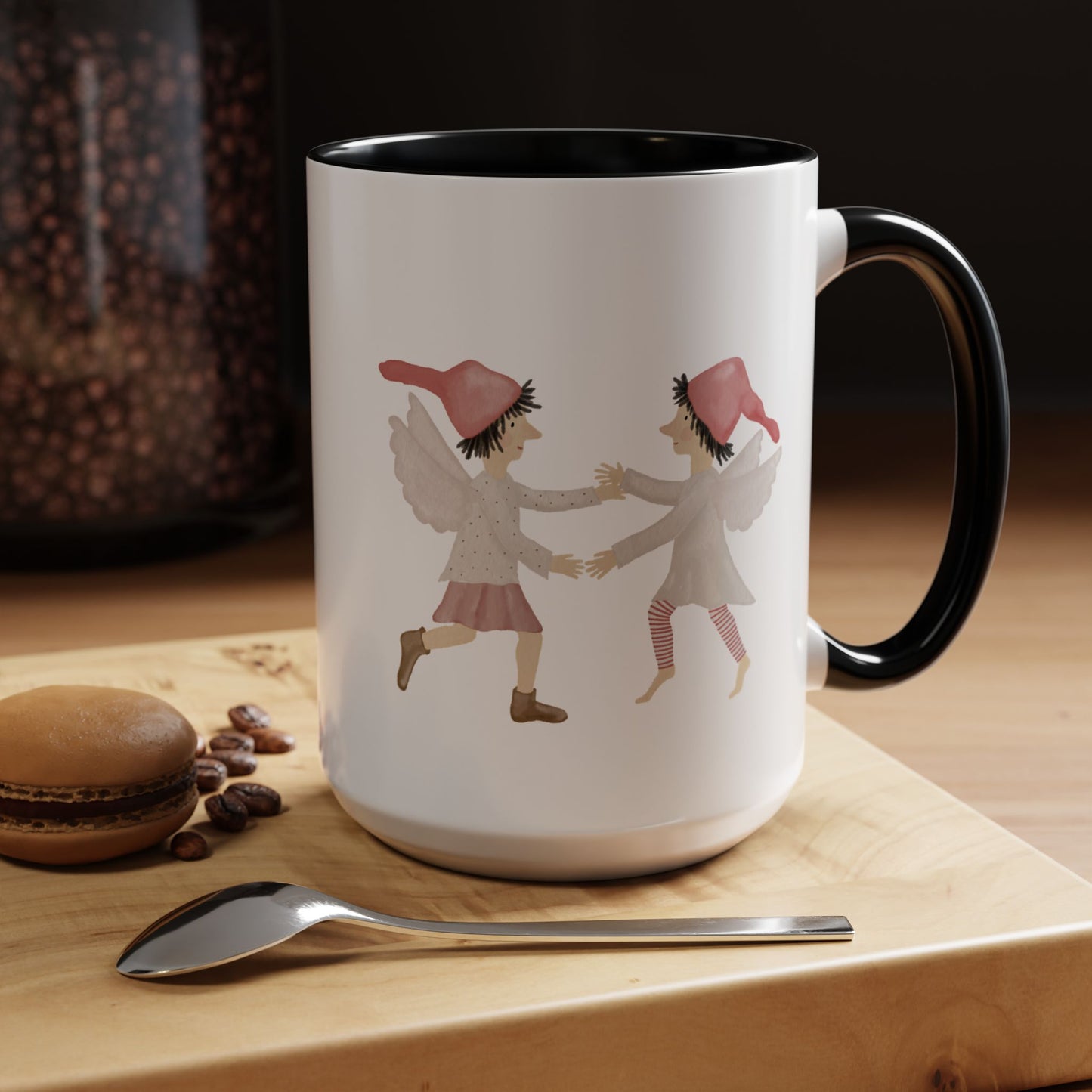 Keramiktasse "tanzende Weihnachtselfen"