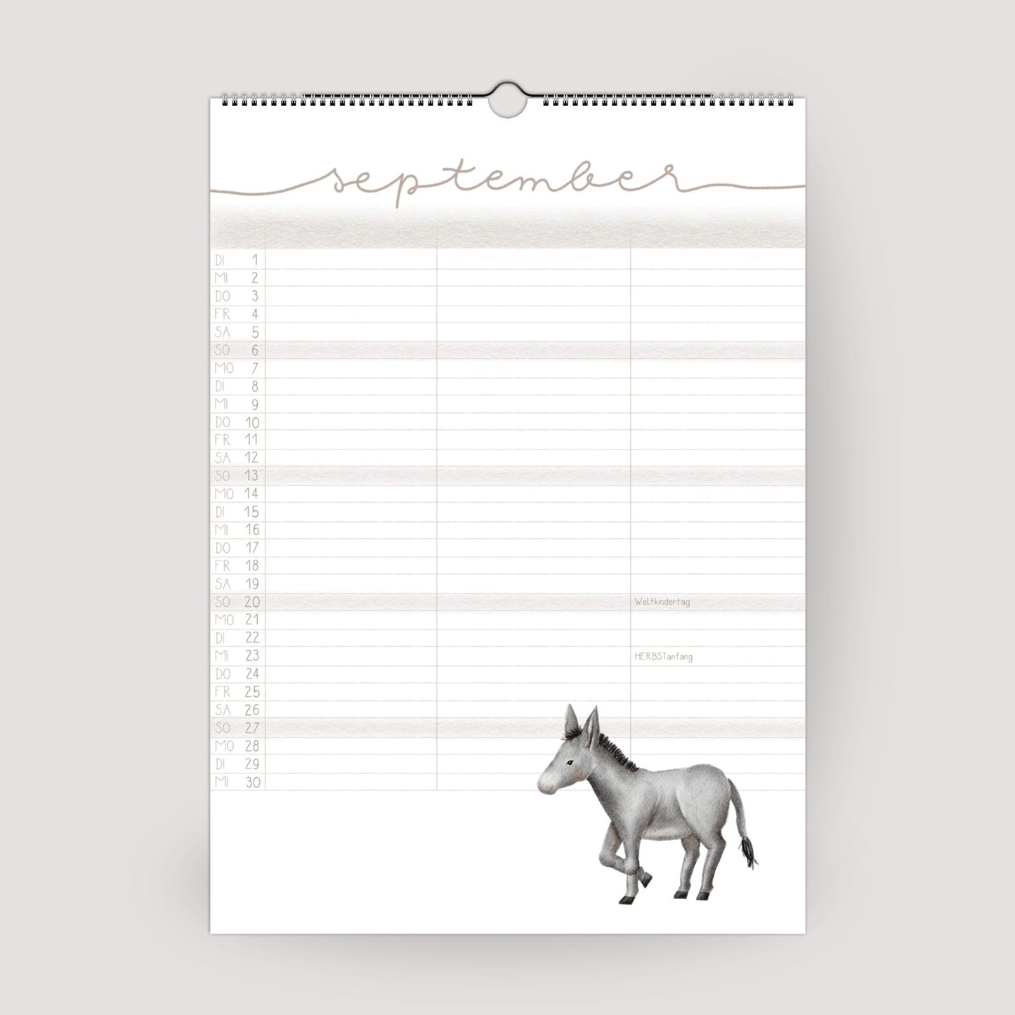 Familienplaner 2026 "Waldtiere" - Handillustrierter Wandkalender für die ganze Familie mit 3 Spalten