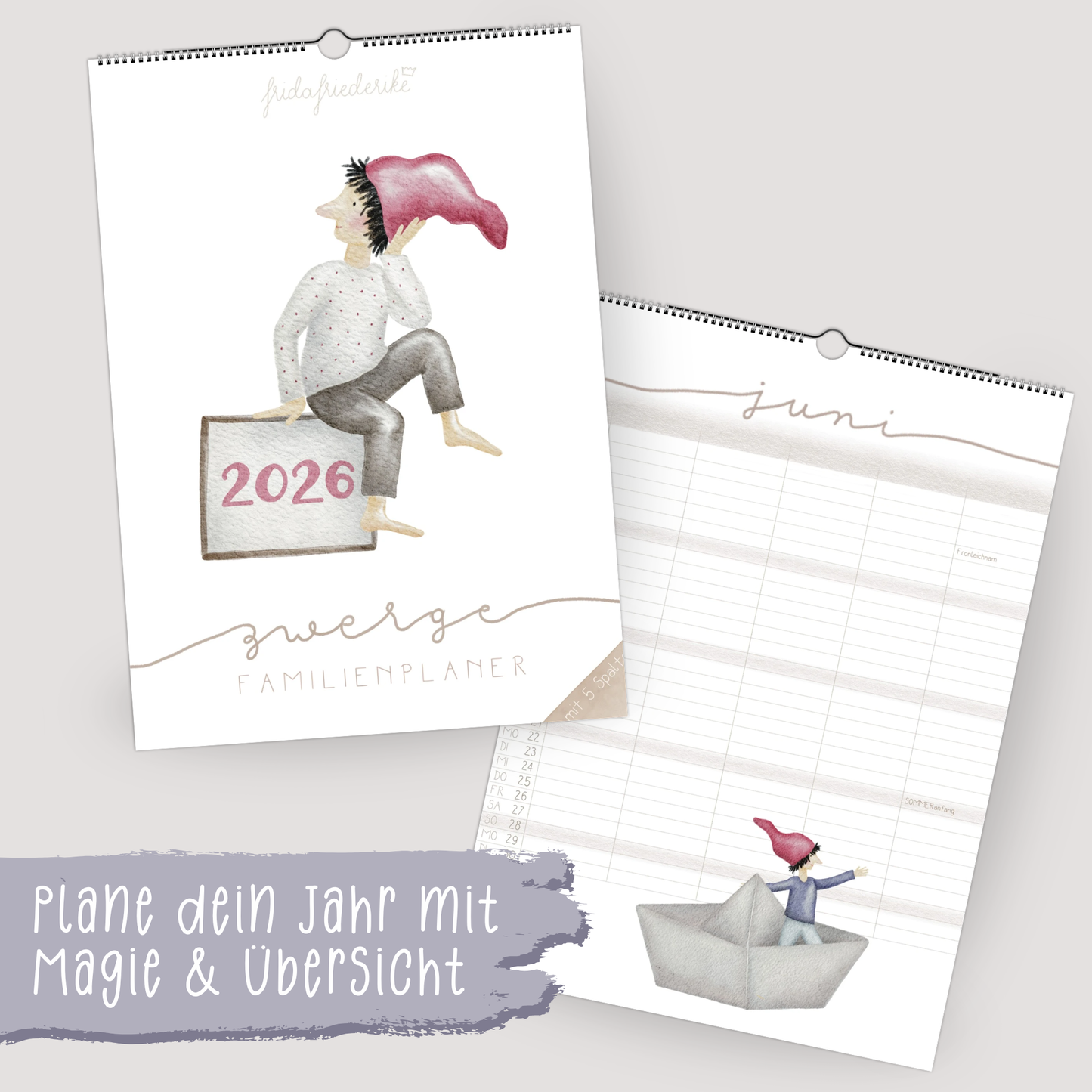 Familienplaner 2026 Wandkalender - Kalender für die Familie mit 5 Spalten | Design Zwerge