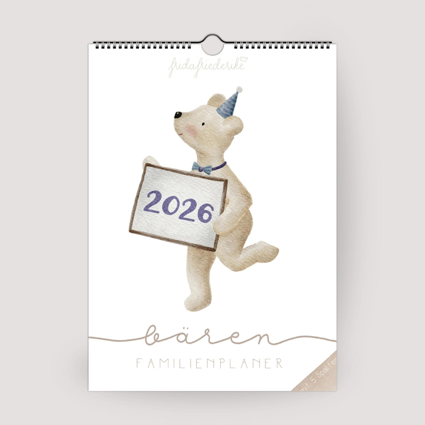 Lustiger Bären Familienplaner 2026 -  Wandkalender für die ganze Familie mit 5 Spalten, Geschenkidee