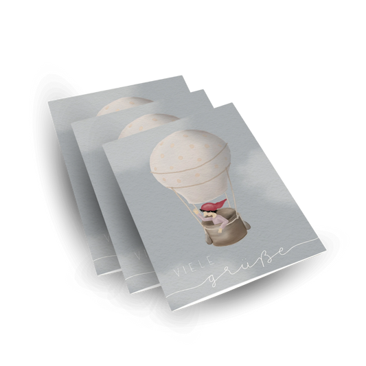 Grußkarten-Set "Zwerg auf Ballonfahrt" (10 Stück)