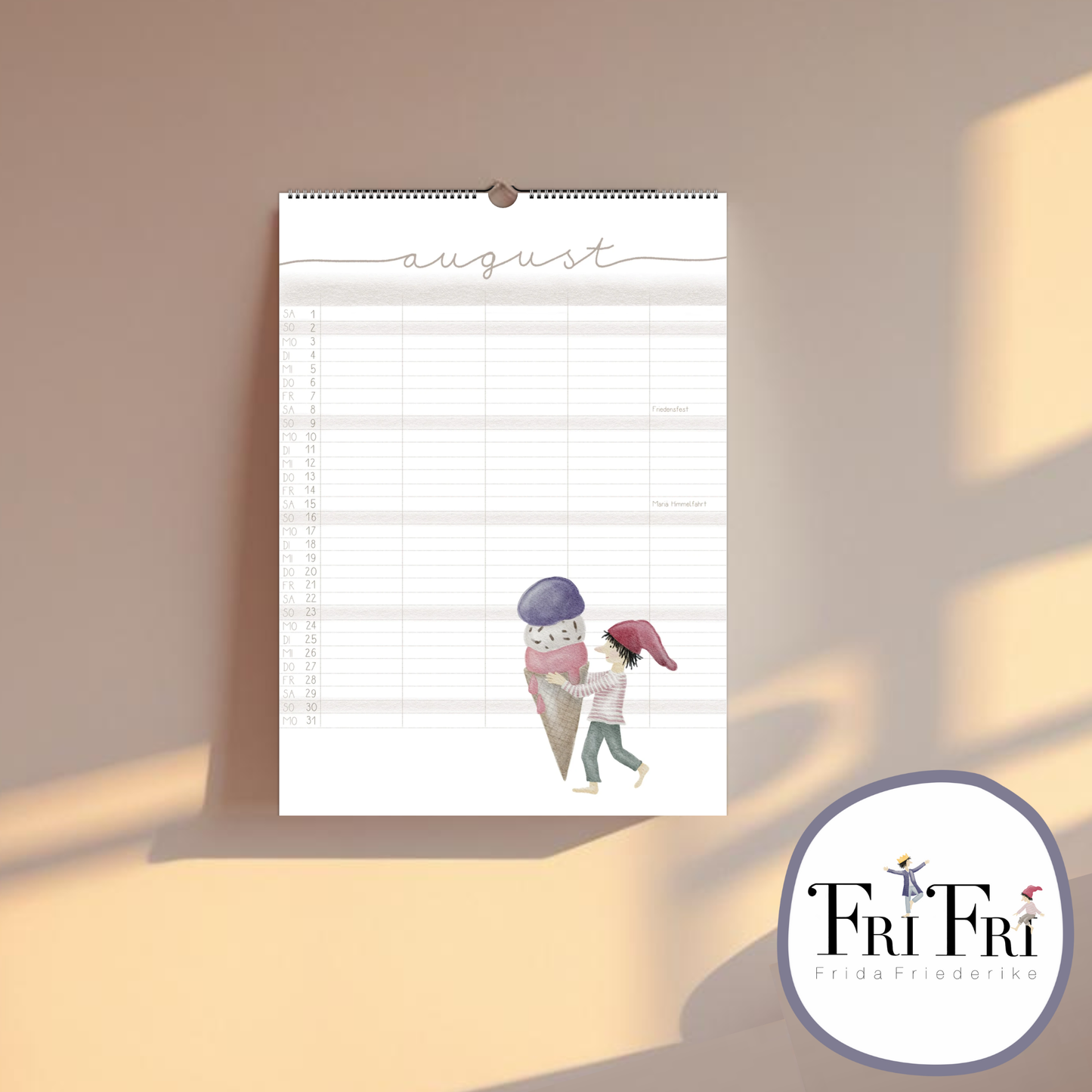 Familienplaner 2026 Wandkalender - Kalender für die Familie mit 5 Spalten | Design Zwerge