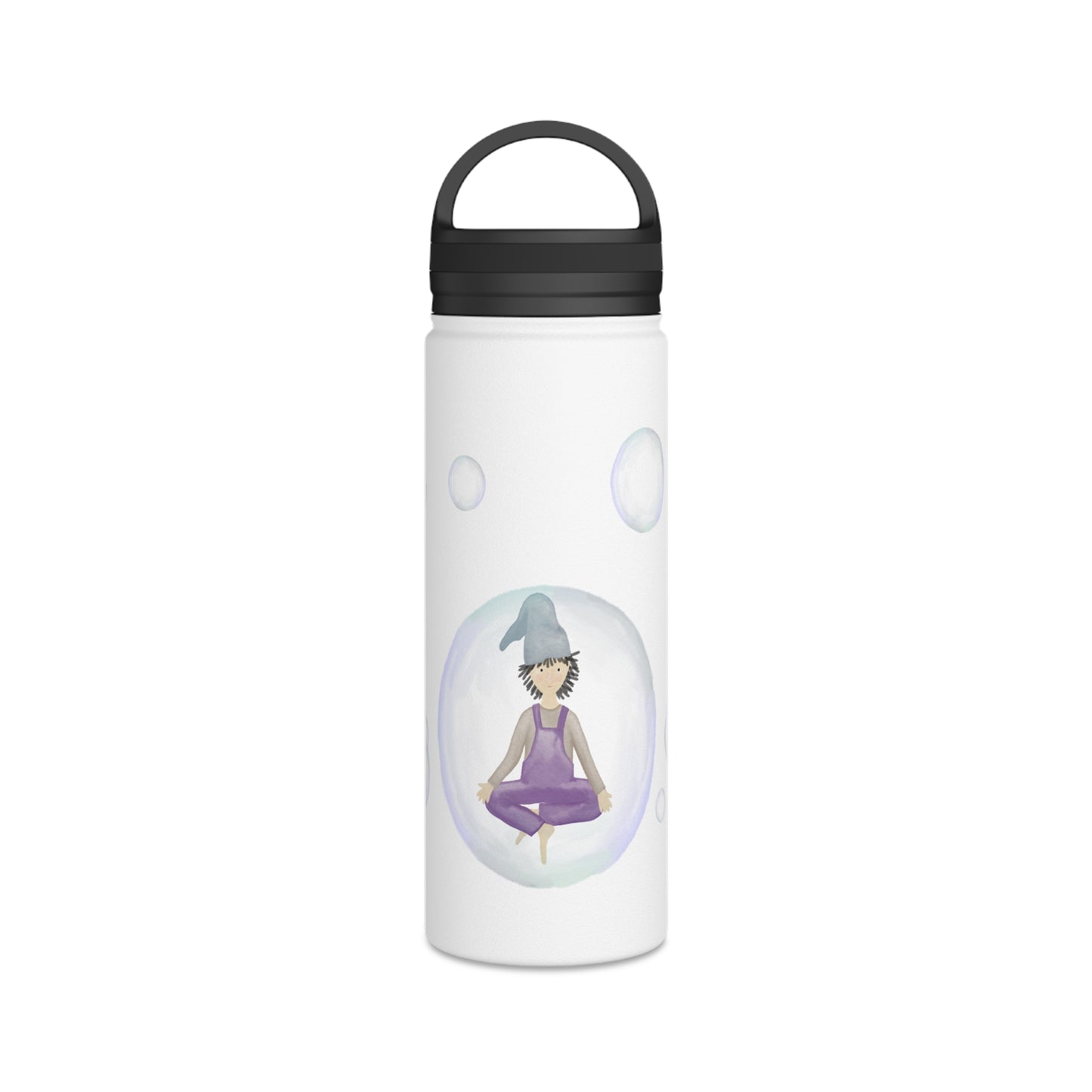 Stainless Steel Trinkflasche "Meditationszwerg & Seifenblasen"