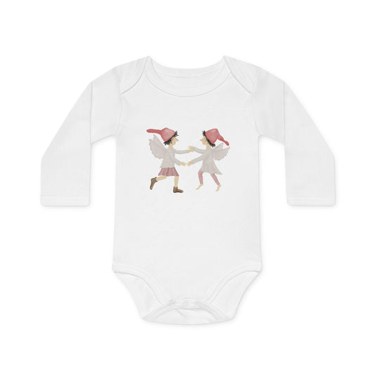 Bio Babybody Langarm "tanzende Weihnachtselfen"