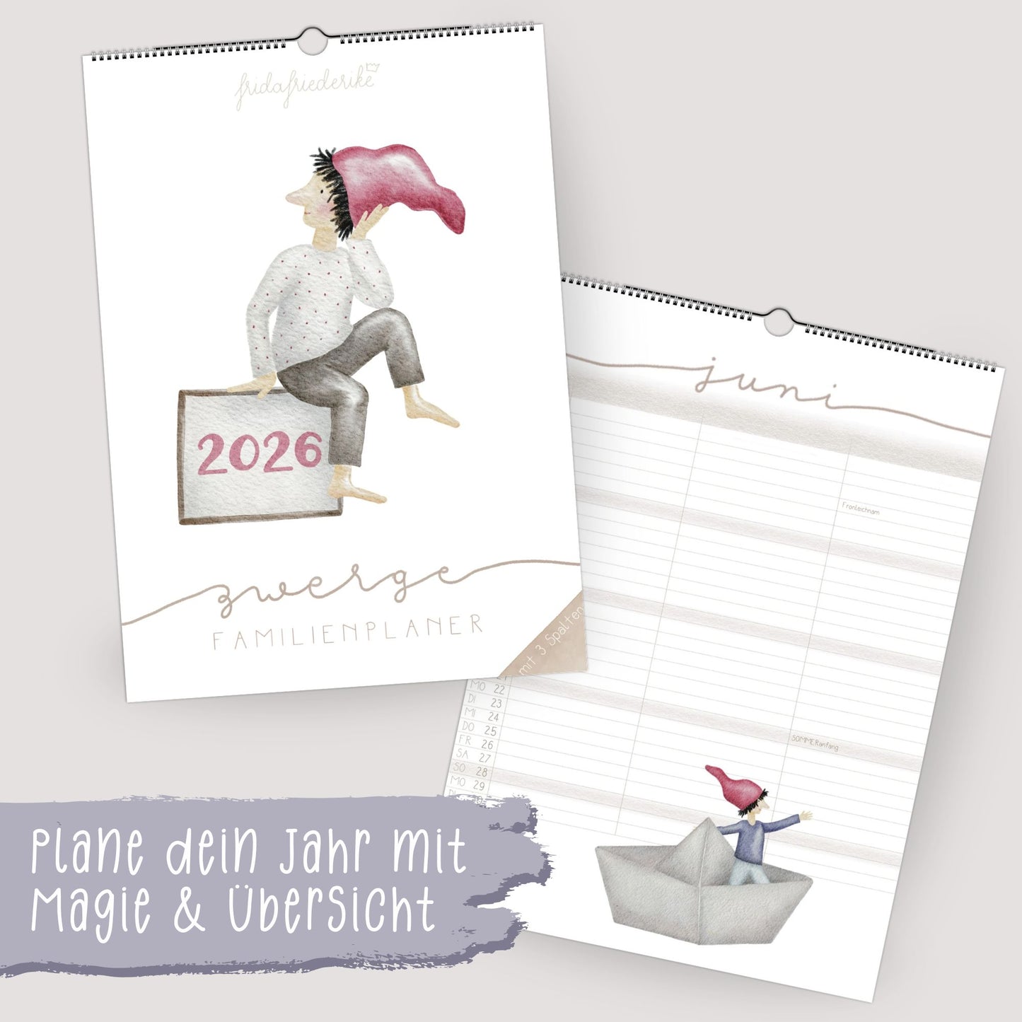 Familienplaner 2026 Wandkalender - Kalender für die Familie mit 3 Spalten | Design Zwerge