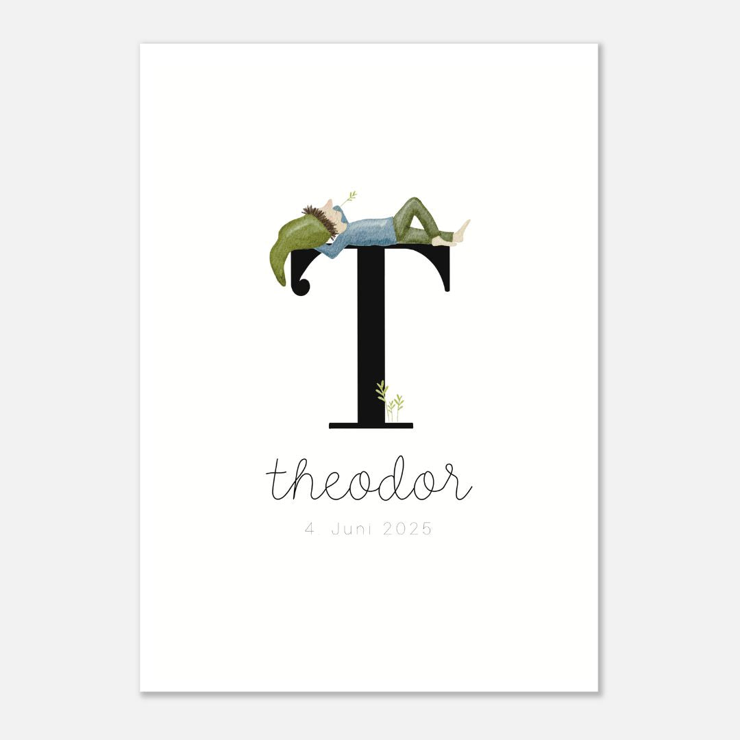 Geburtsposter mit Zwergenbuchstabe