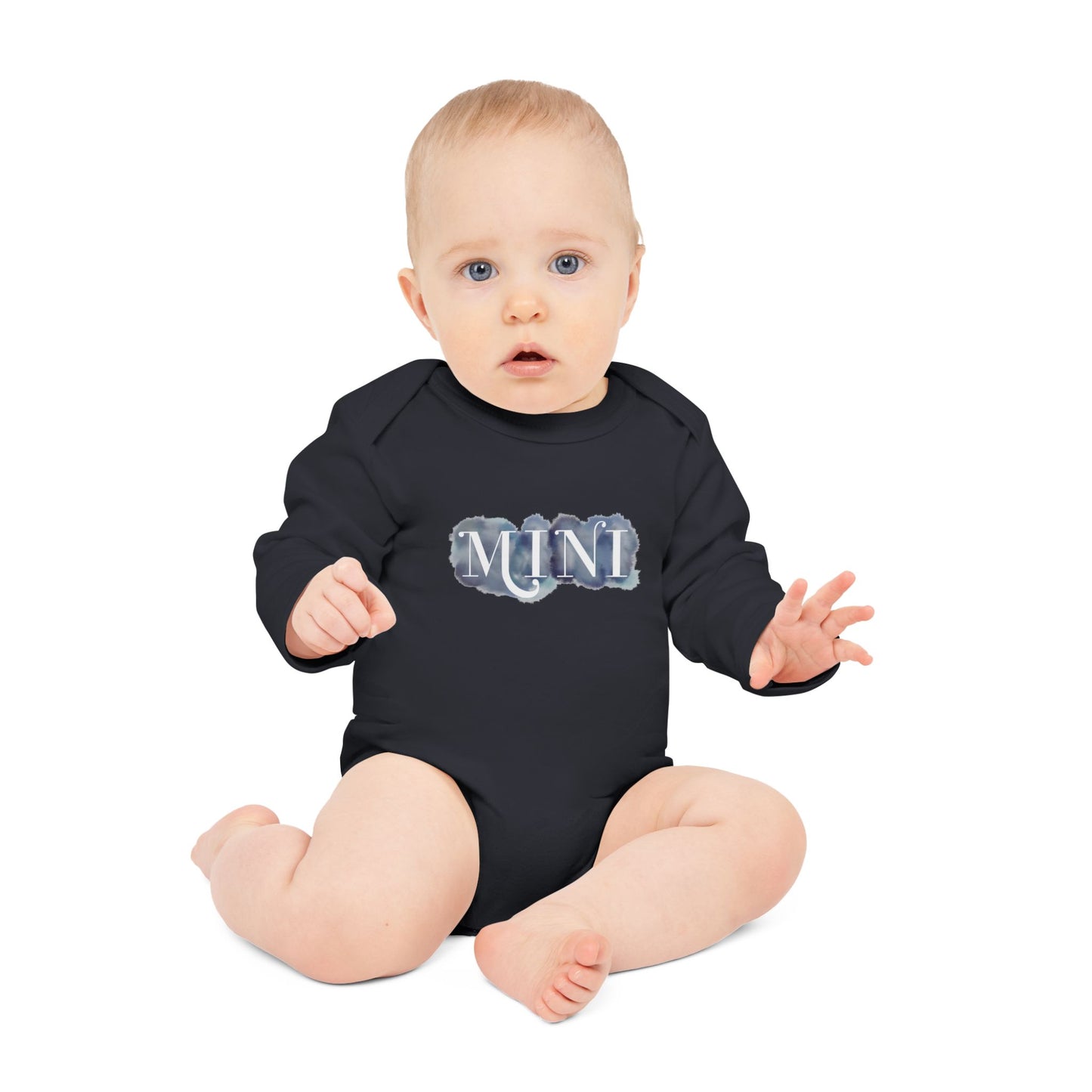 langärmeliger Babybody "MINI" im Aquarelldesign