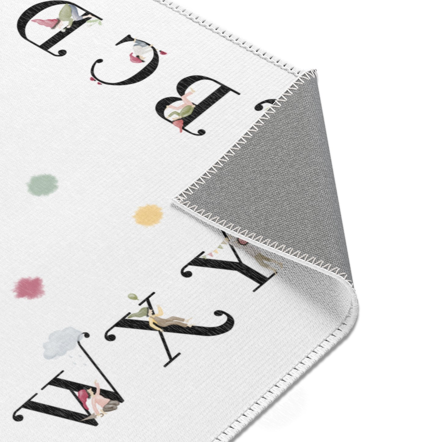 Teppich "bunte Punkte mit Zwergenalphabet"