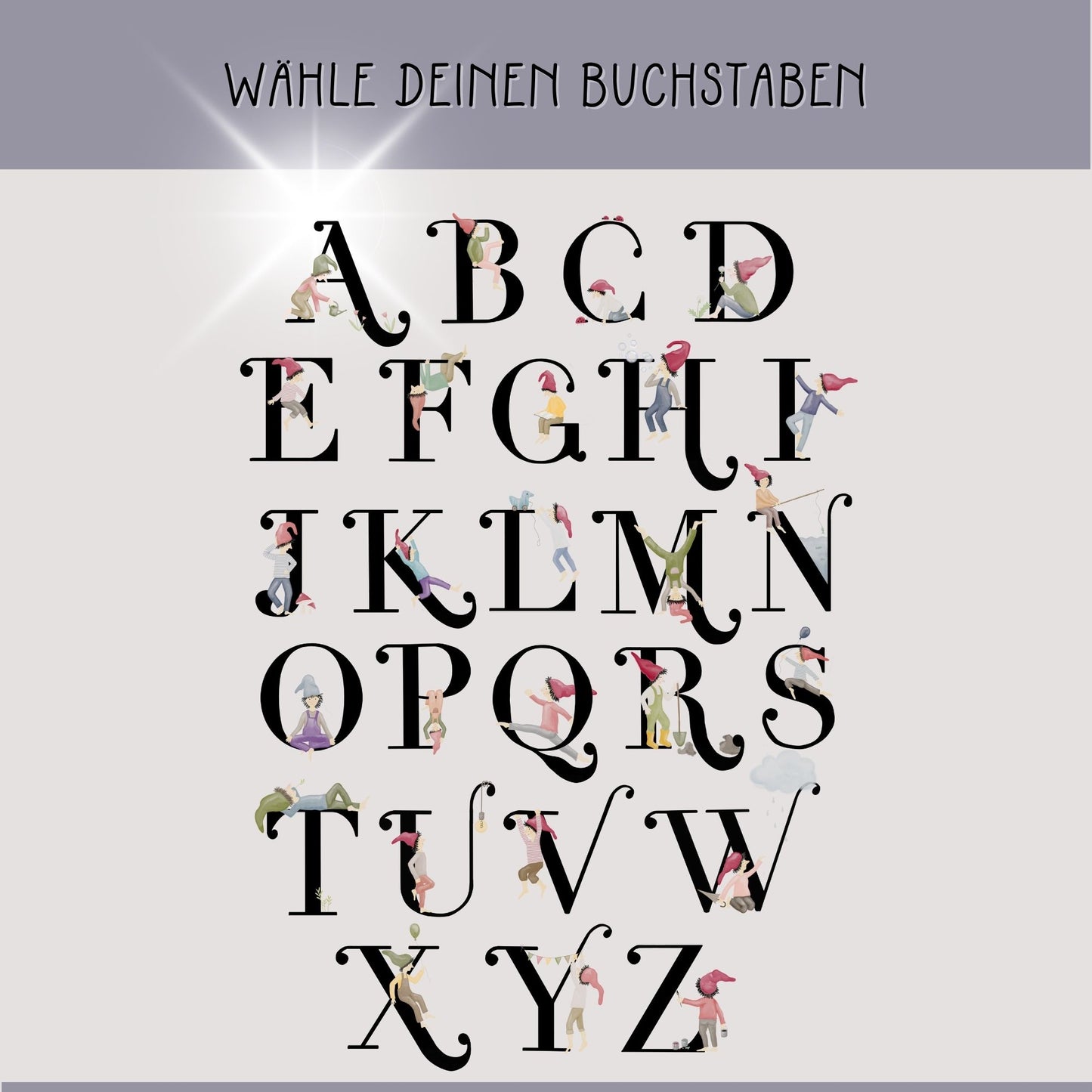 Geburtsposter mit Zwergenbuchstabe