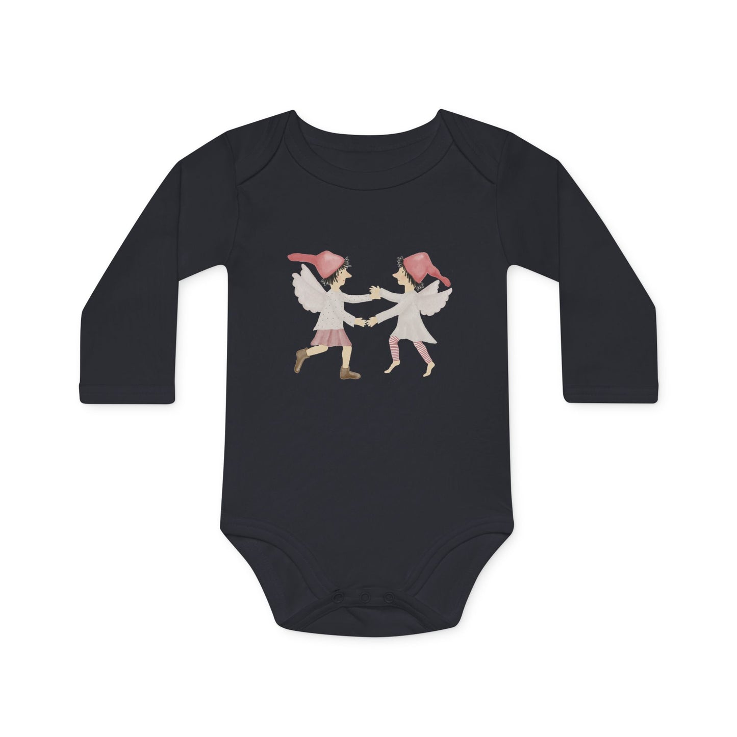 Bio Babybody Langarm "tanzende Weihnachtselfen"