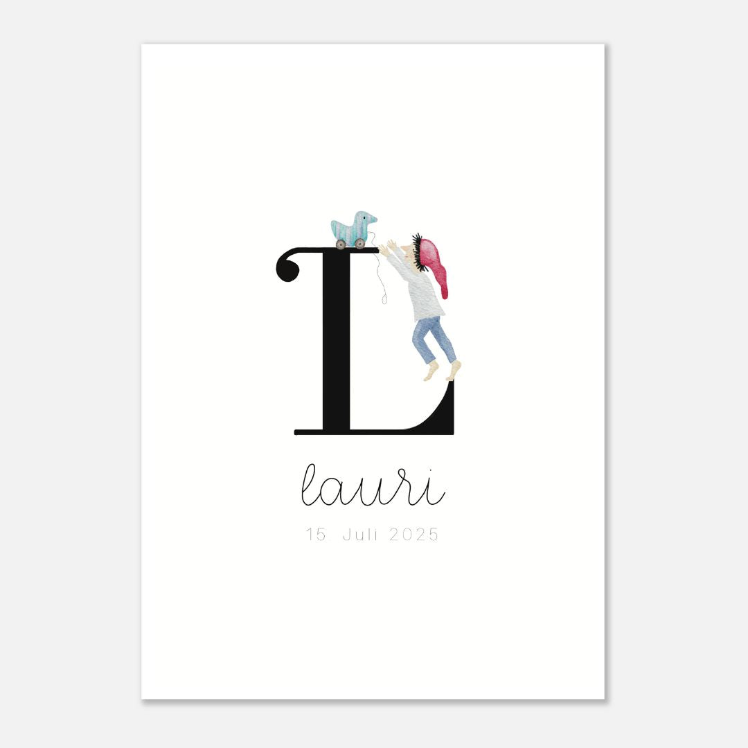 Geburtsposter mit Zwergenbuchstabe