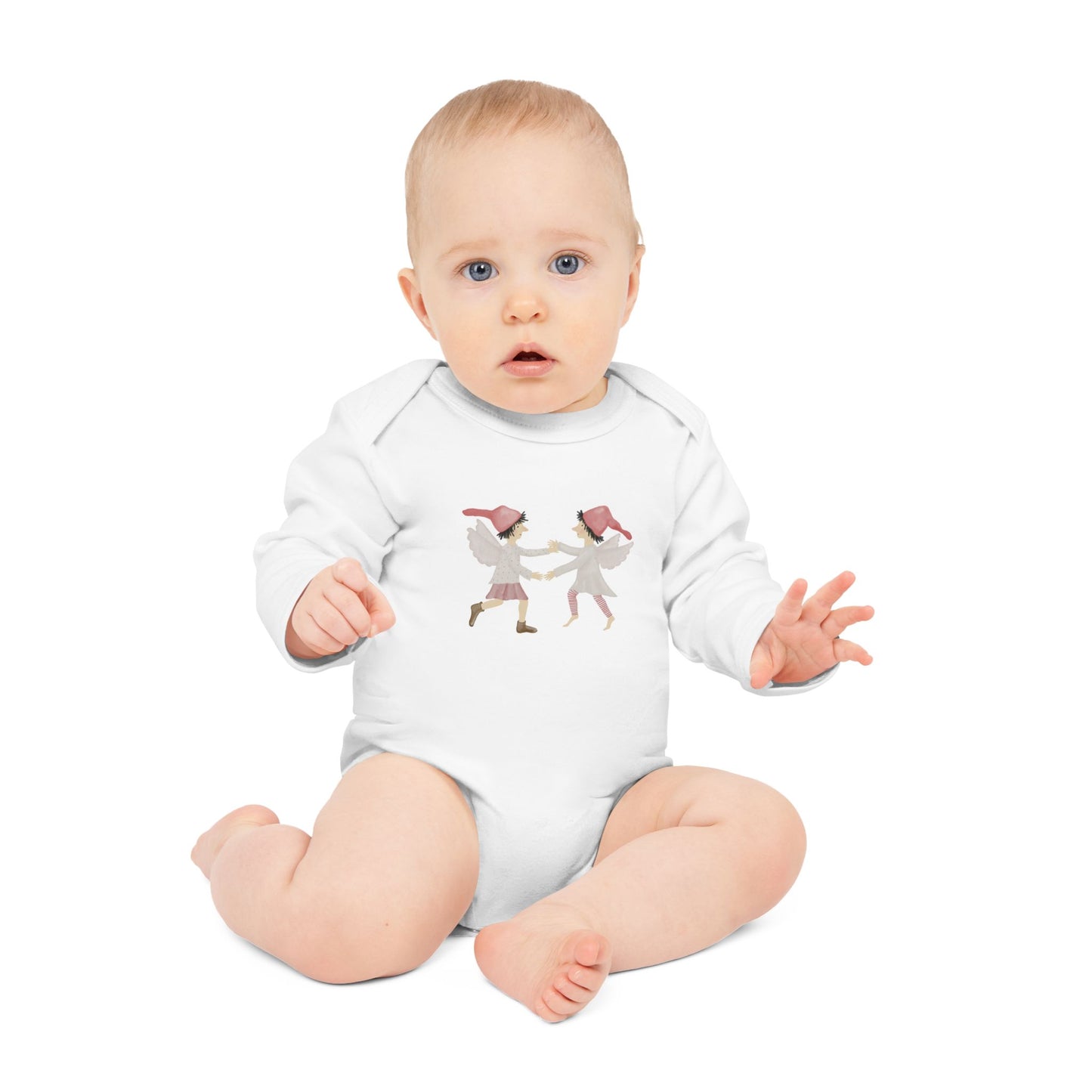 Bio Babybody Langarm "tanzende Weihnachtselfen"