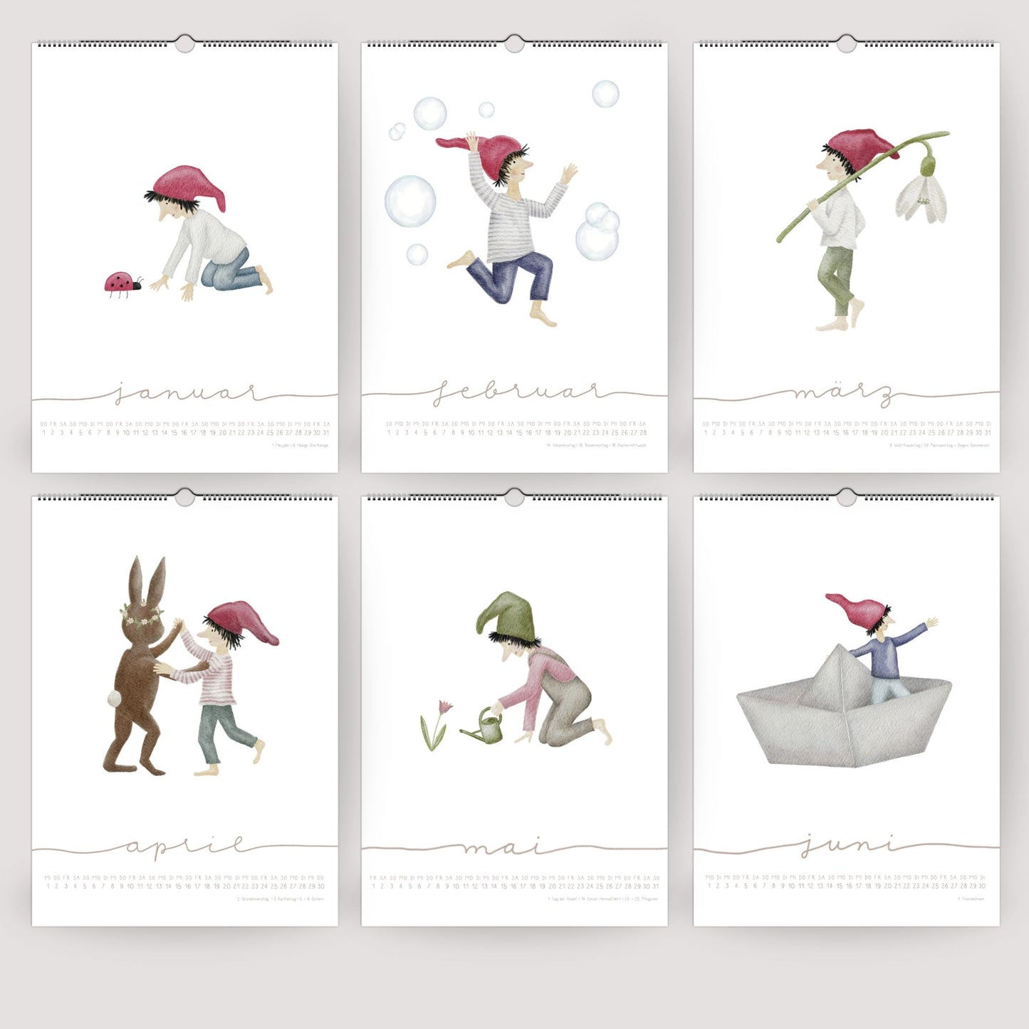 Posterkalender 2026 Zwerge – Handillustrierter Wandkalender A3/A4 | Magischer Kalender & Geschenkidee für Familie, Kinderzimmer und Küche