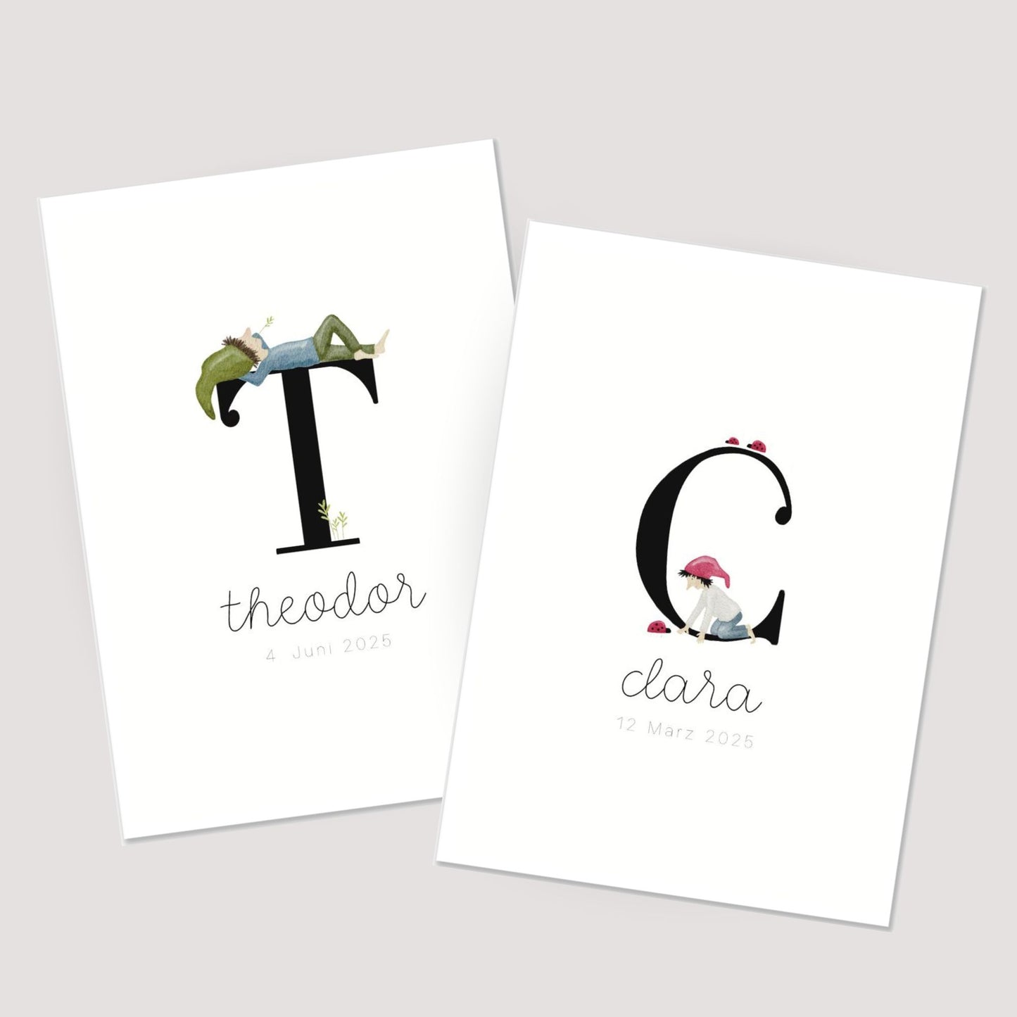 Geburtsposter mit Zwergenbuchstabe