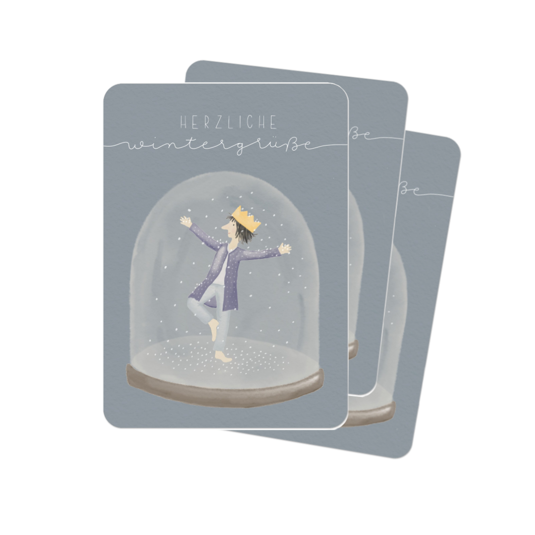 Grußkarten-Set "königliche Schneekugel" (10 Stück)