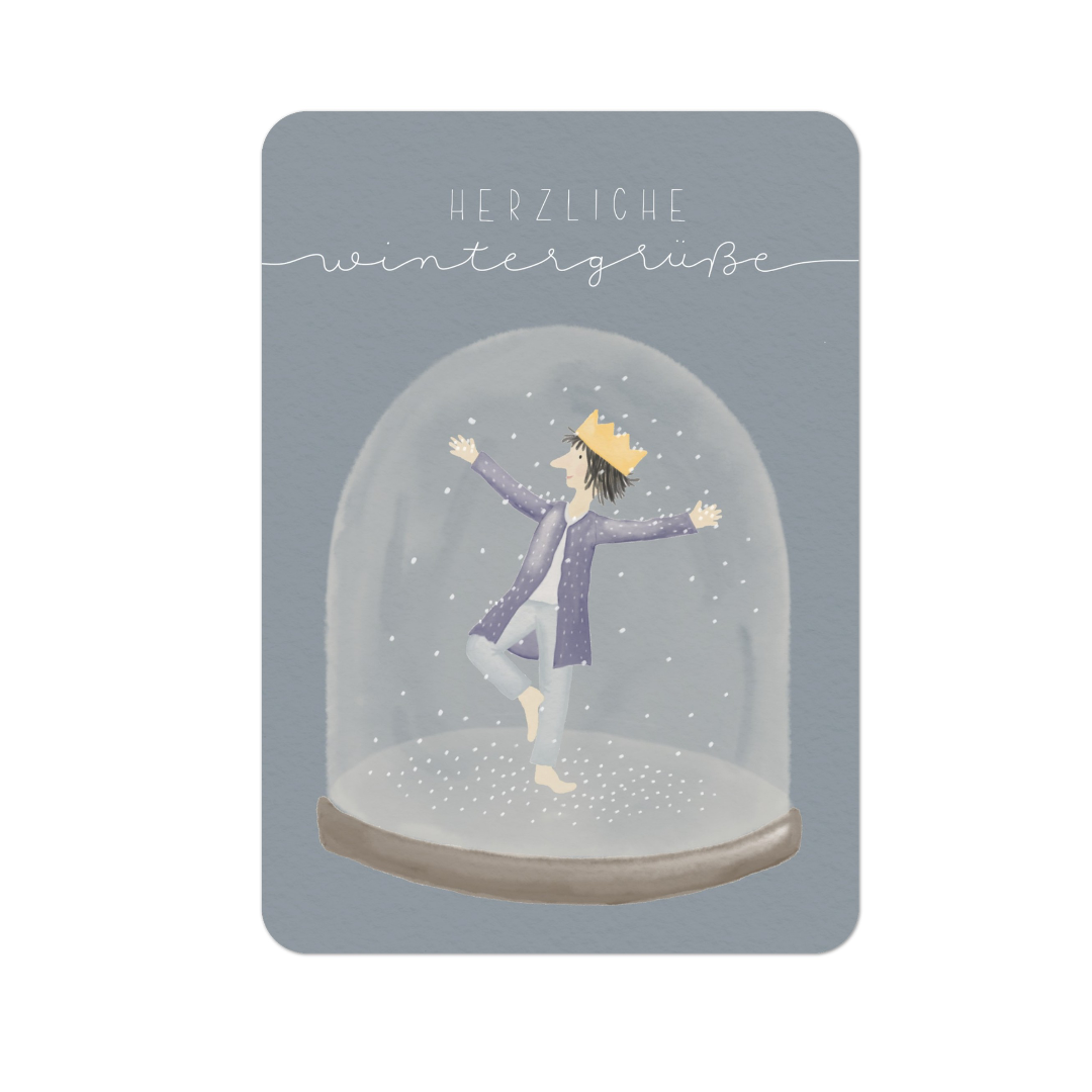 Grußkarten-Set "königliche Schneekugel" (10 Stück)