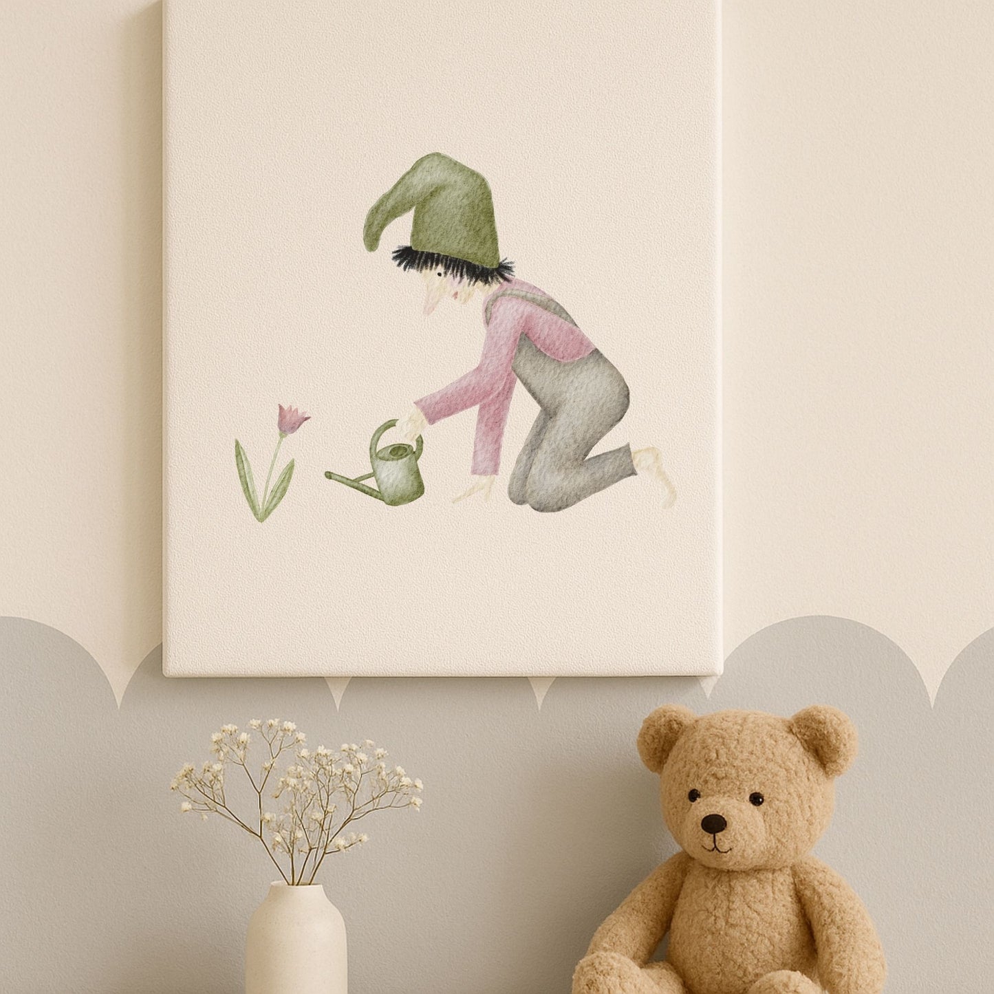 Leinwand "Zwerg mit Gießkanne"