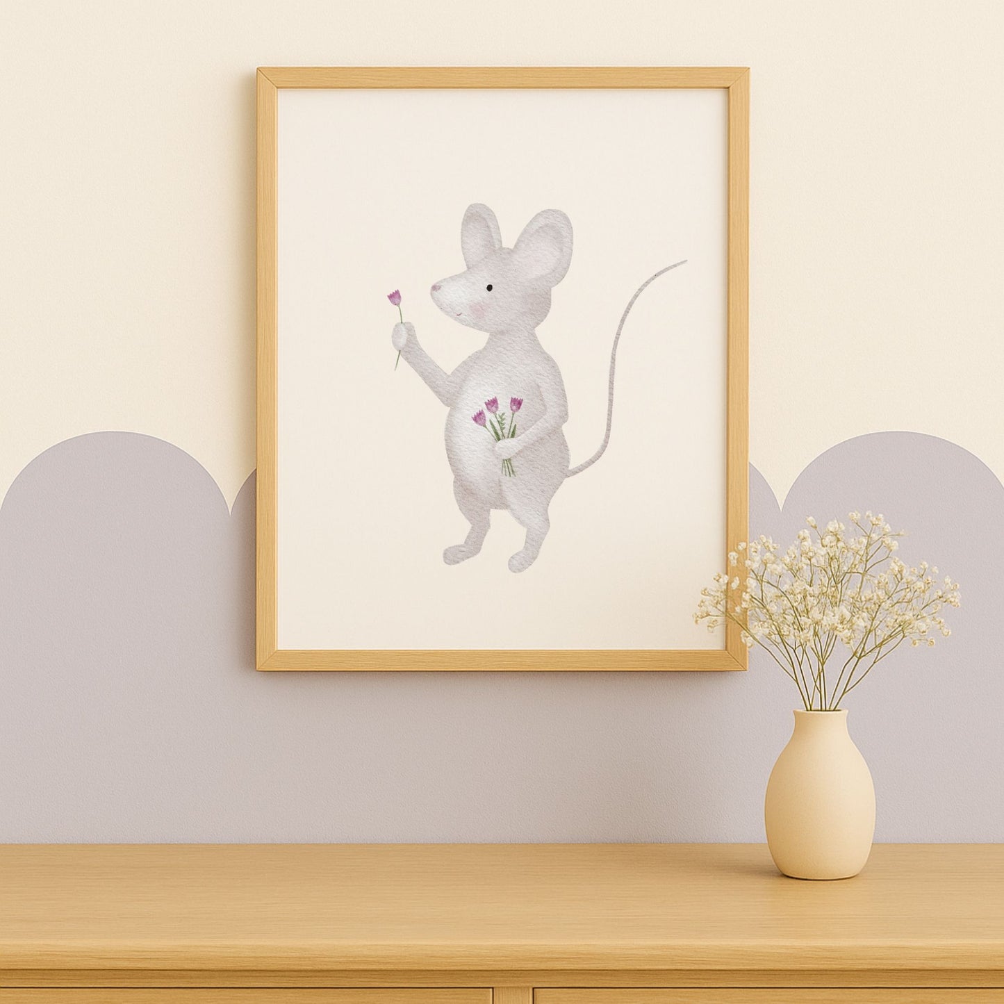 Poster "Maus mit Blumenstrauß"