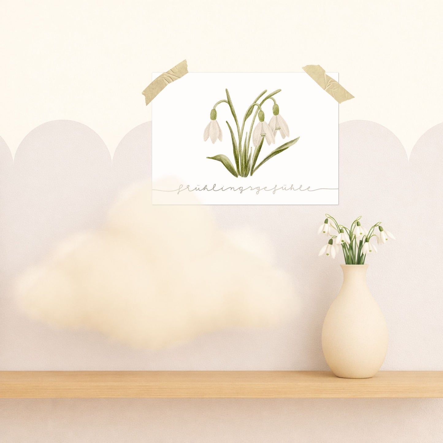 Grußkarten Set (10 Stück) "Frühlingsgefühle" | handillustrierte Karten A6/A5 mit zarten Schneeglöckchen