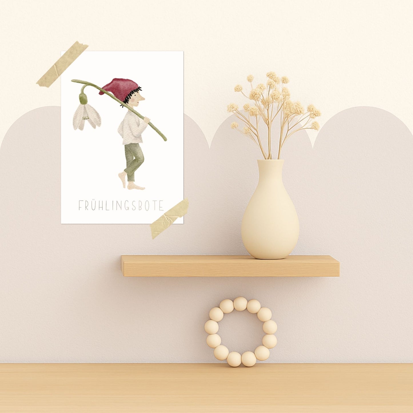 Karten 10er Set "Frühlingsbote" – Grußkarten A6/A5 mit kleinem Zwerg und Schneeglöckchen