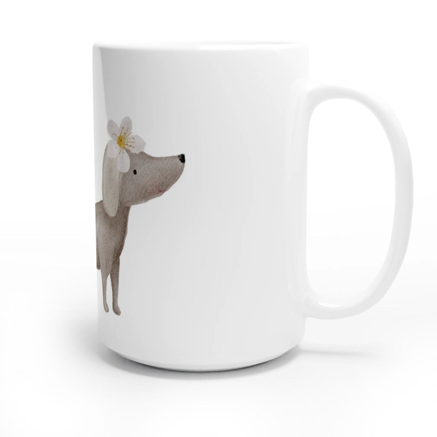 Keramiktasse "Dackel mit Blüte" – Keramikbecher Blumentasse 11oz | 15oz