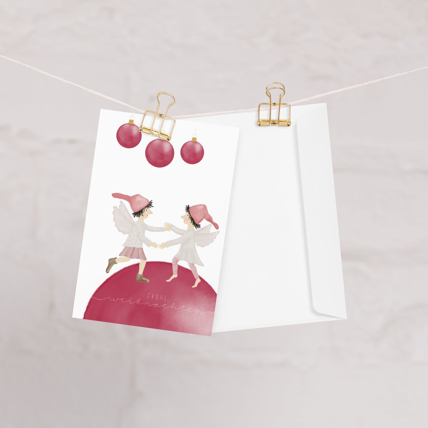 Gruß- und Weihnachtskarte "tanzende Weihnachtselfen"