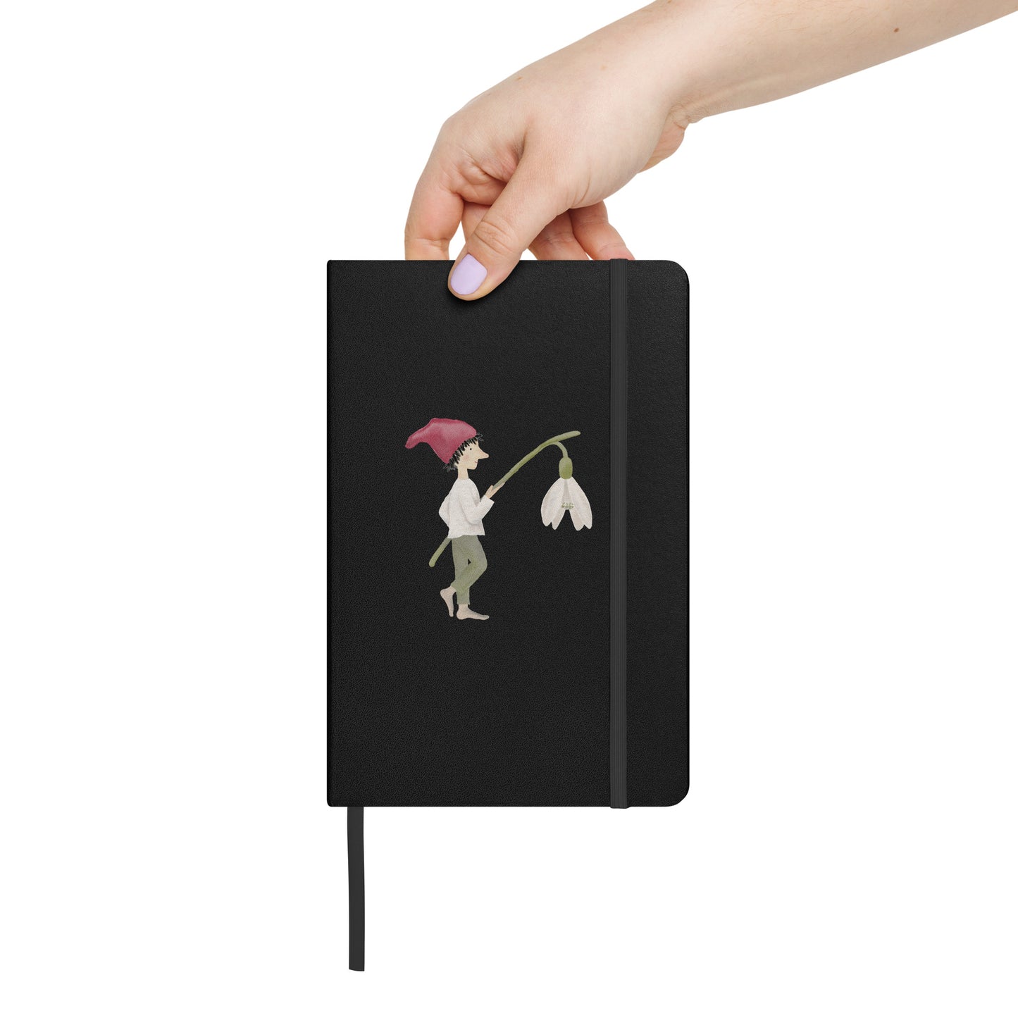 Hardcover Notizbuch "Zwerg mit Schneeglöckchen-Laterne"