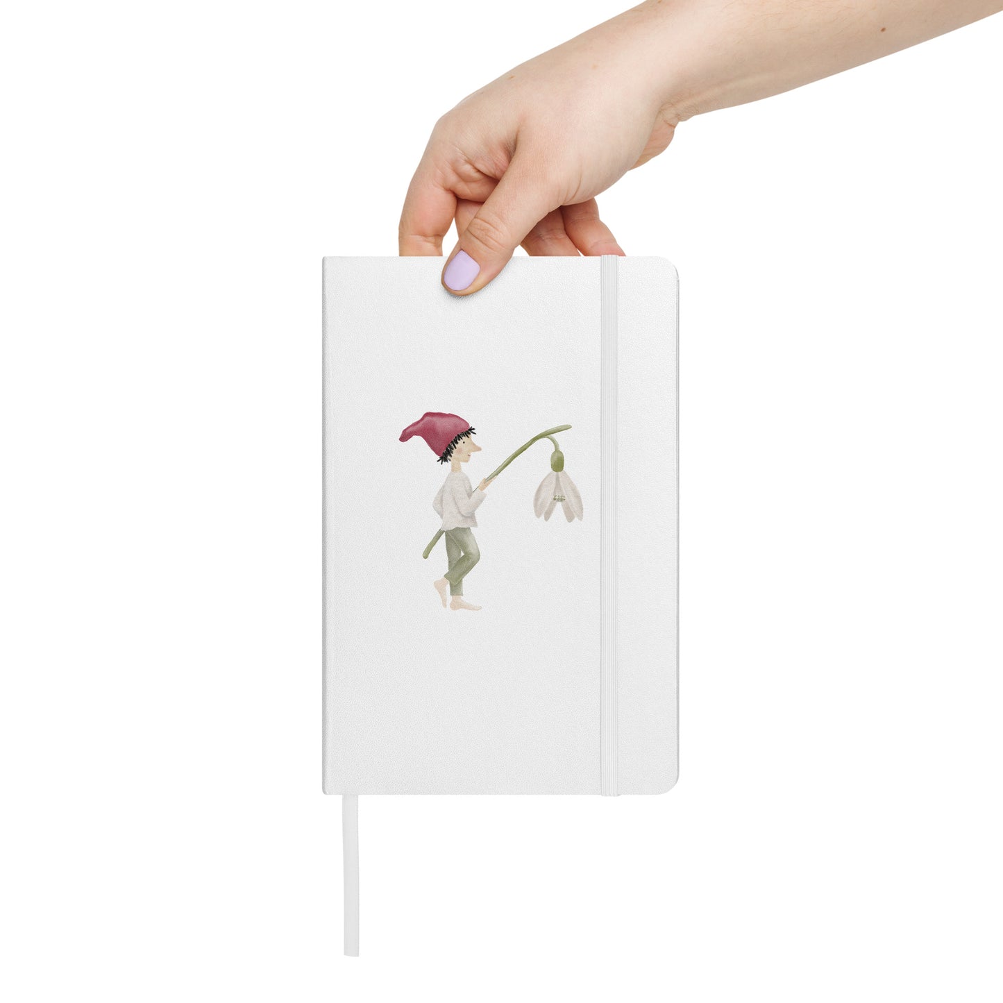Hardcover Notizbuch "Zwerg mit Schneeglöckchen-Laterne"