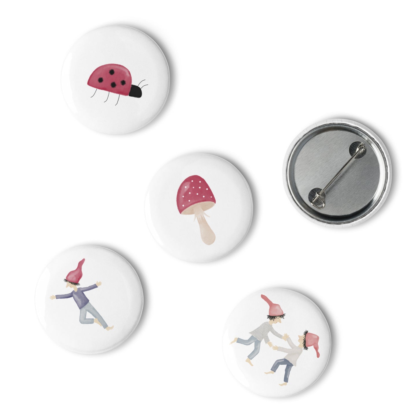 Button-Set Anstecker "Glückszwerge" (5 Stück)