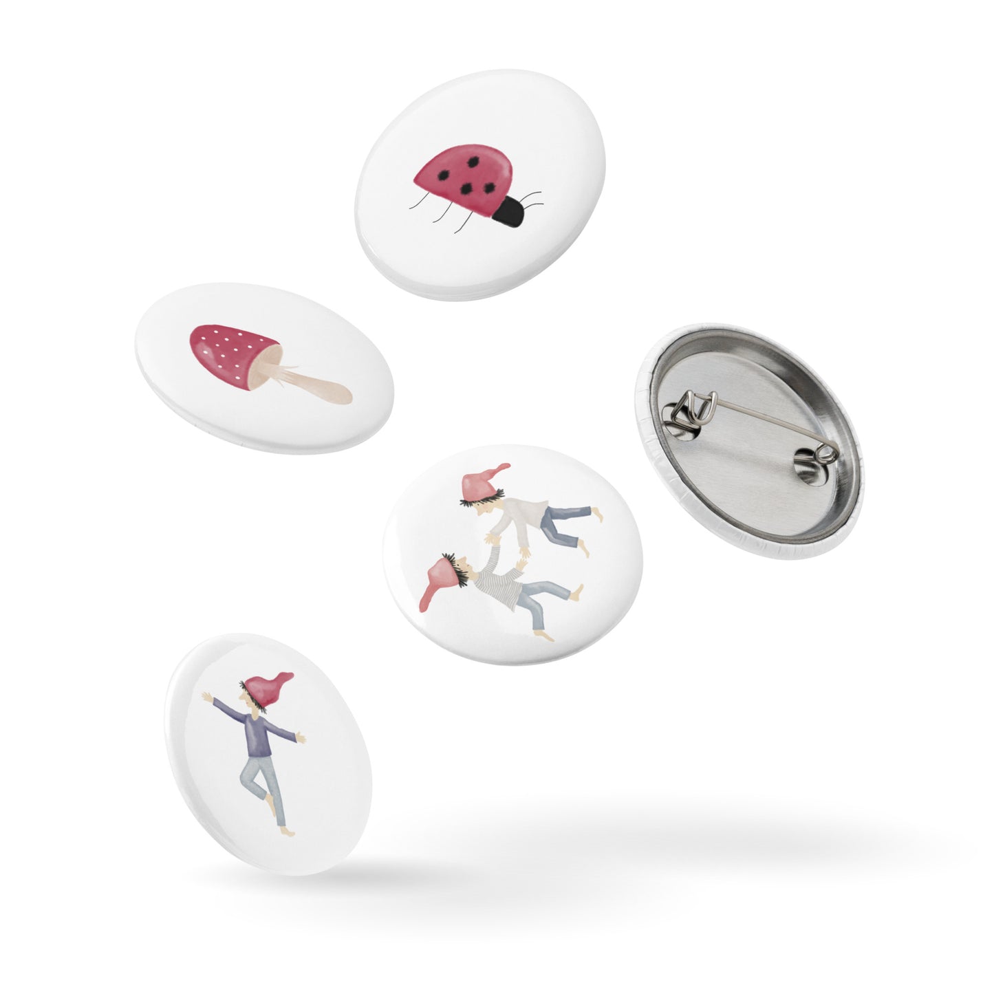 Button-Set Anstecker "Glückszwerge" (5 Stück)