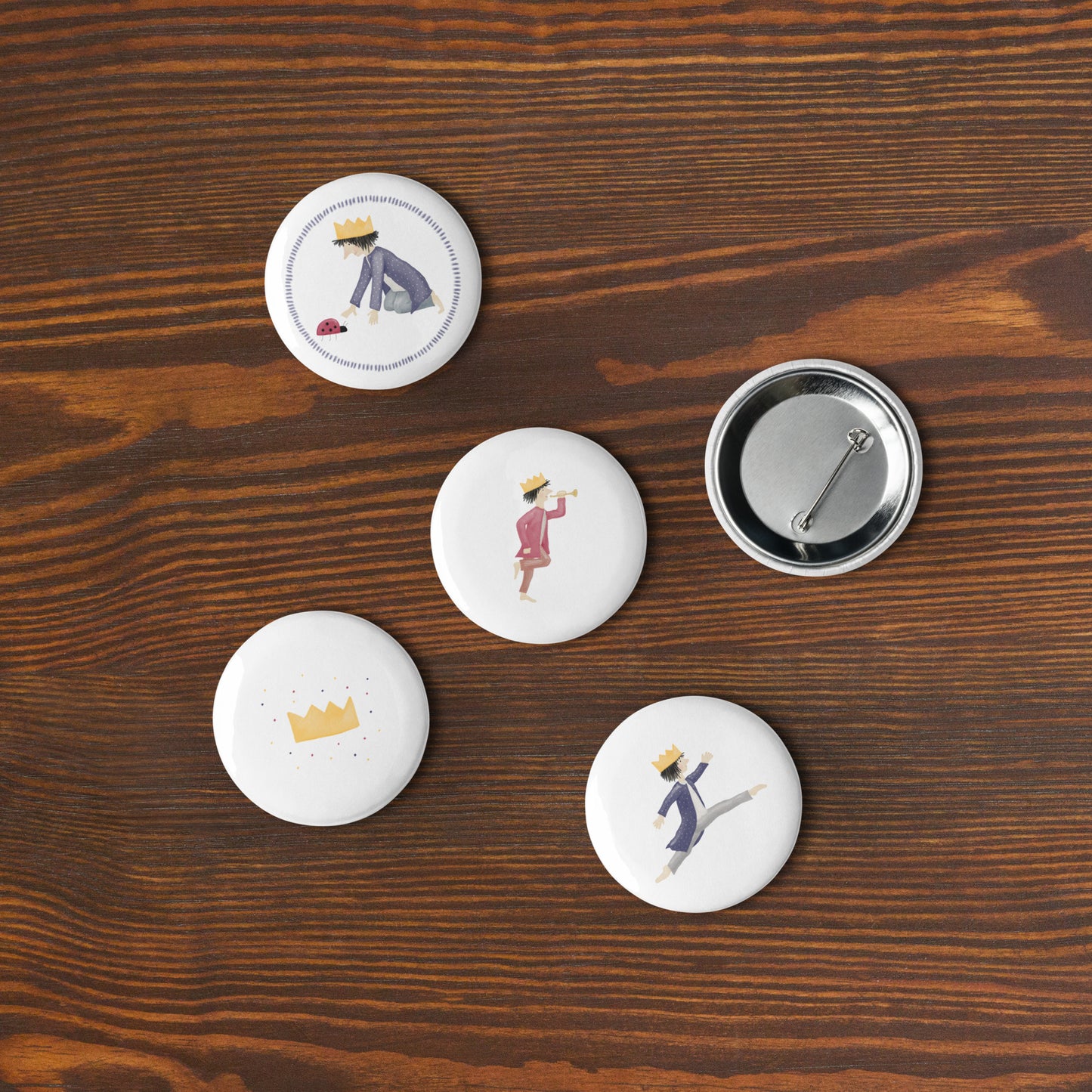 Button-Set Anstecker "kleine Könige" (5 Stück)