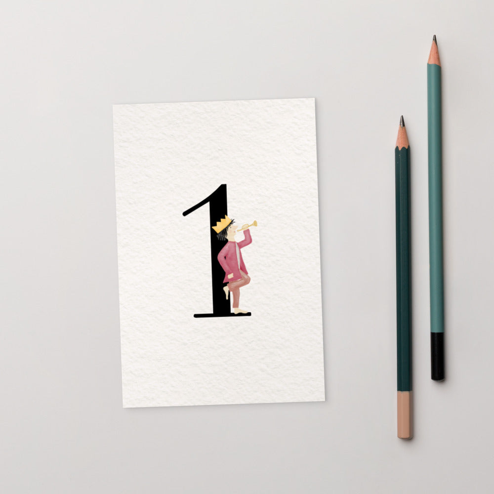 Zahlen-Postkarte "Geburtstagskönig 1"