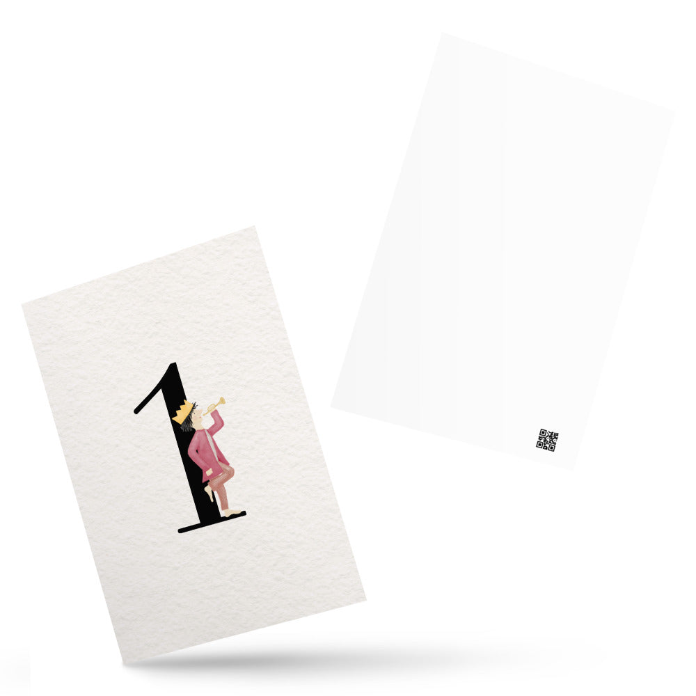 Zahlen-Postkarte "Geburtstagskönig 1"