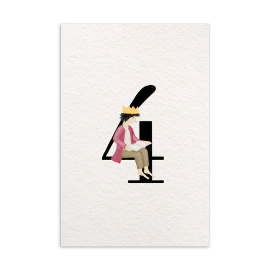 Zahlen-Postkarte "Geburtstagskönig 4"