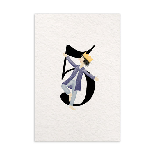 Zahlen-Postkarte "Geburtstagskönig 5"