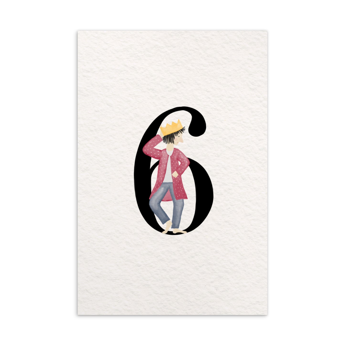 Zahlen-Postkarte "Geburtstagskönig 6"