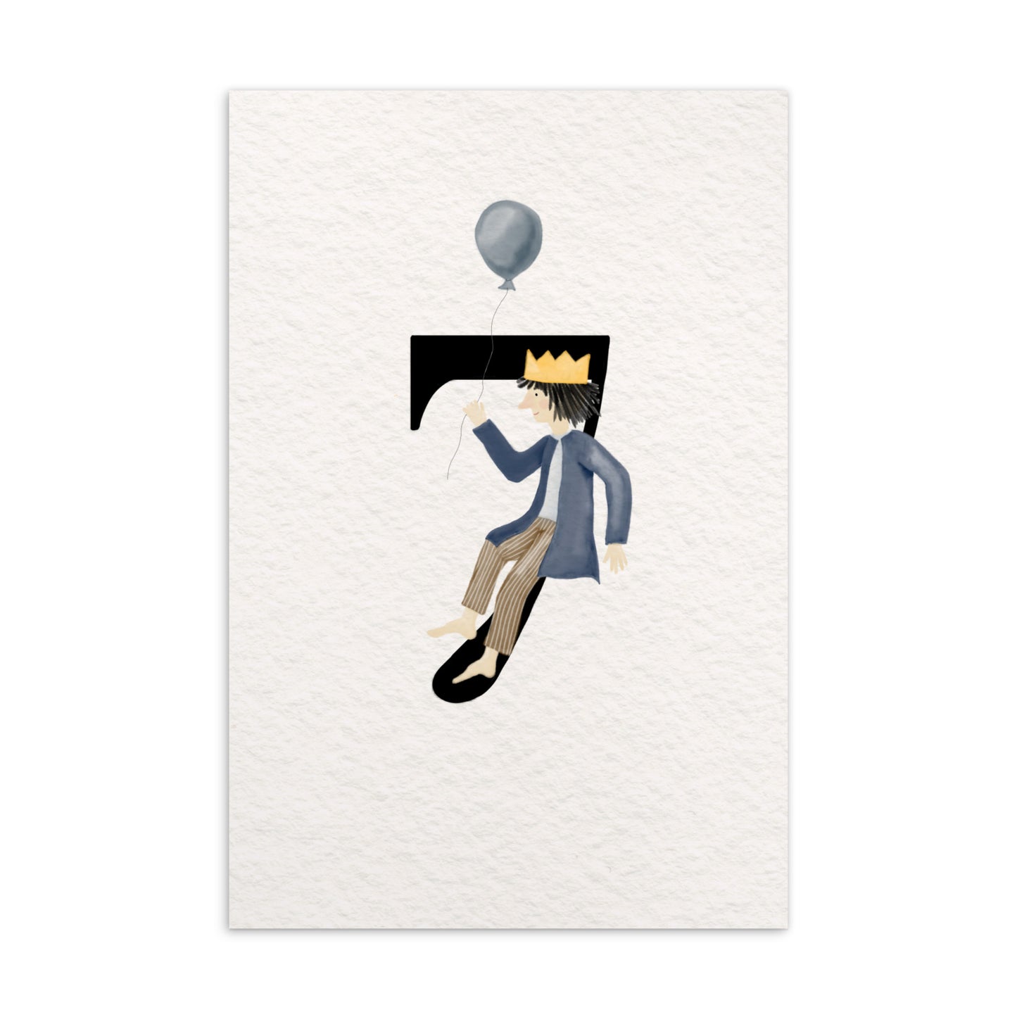 Zahlen-Postkarte "Geburtstagskönig 7"