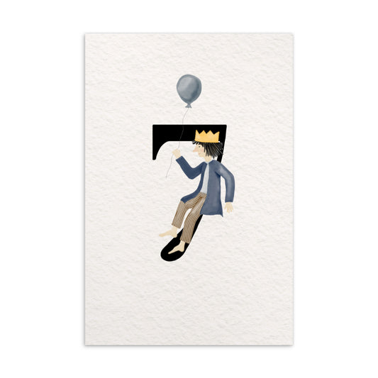 Zahlen-Postkarte "Geburtstagskönig 7"