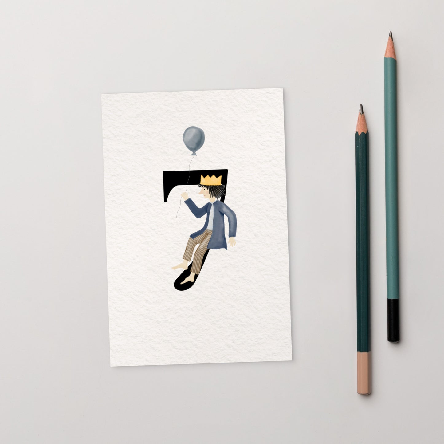 Zahlen-Postkarte "Geburtstagskönig 7"