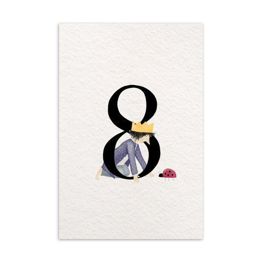 Zahlen-Postkarte "Geburtstagskönig 8"